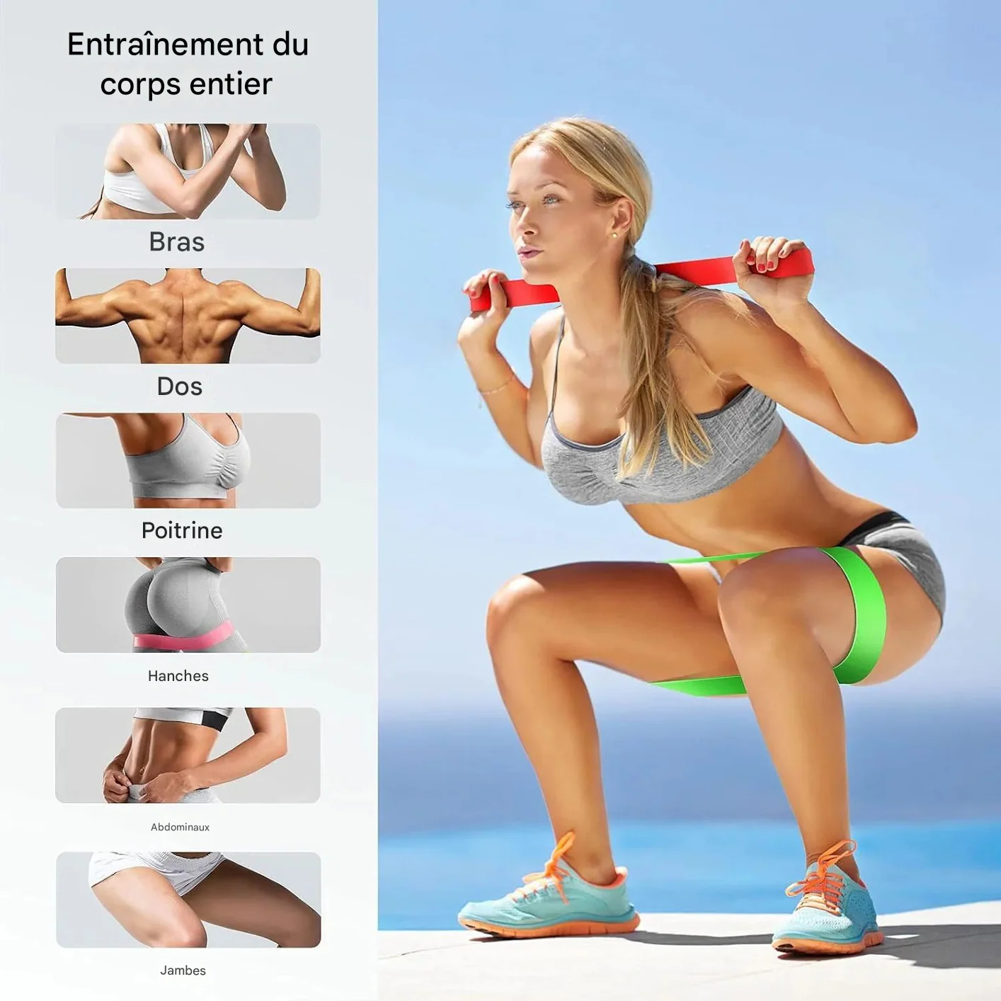 Exercice jambes avec bandes élastiques FlexElastic™